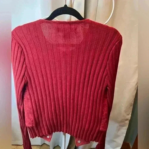 John Paul Richard Leather Outer Shell Sweater Jacket -Red- medium - Picture 2 of 5